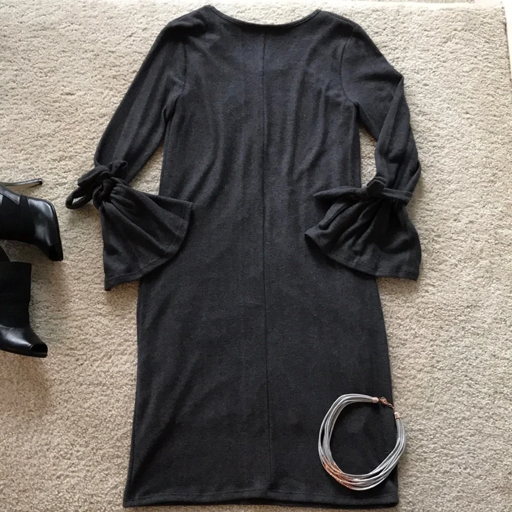 Charcoal Bell Sleeve Dress - Picture 8 of 8